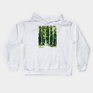 Cute European Forest - Paint Trees Kids Hoodie